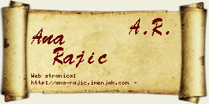 Ana Rajić vizit kartica